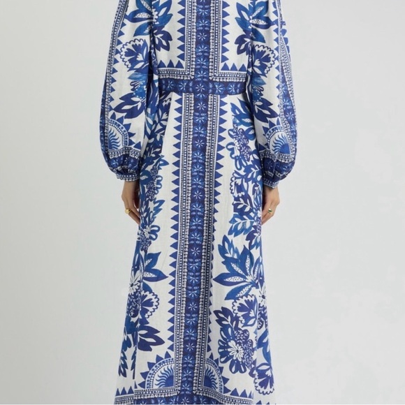 Farm Rio Floral Blue and White Maxi Dress NWOT - Picture 3 of 6